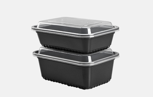 Rectangle Black Disposable Fast Plastic Food Container For Take Away