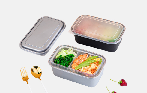 High Quality 2 compartment Disposable Plastic Take Away Food Containers With Lids