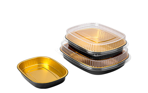 Black Golden  Aluminum Foil Food Tray With PET Lids