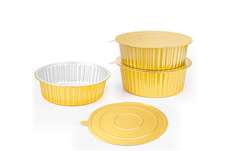 High Quality Round Gold Disposable Aluminum Foil Pan Take Away Food Container with lid