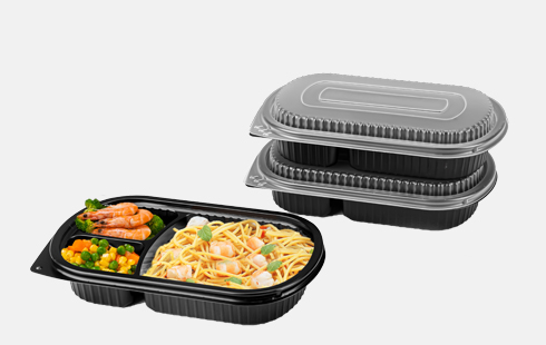 High Quality Rectangle Black plastic food containers with lids