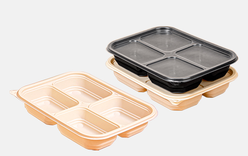 4 Compartment Disposable Plastic Take Away Food Container With Lid