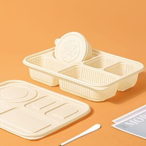 5 Compartment Disposable Biodegradable Plastic Food Container W-Lid