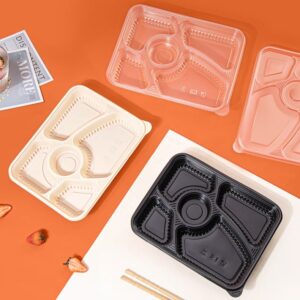 5 Compartment Plastic Food Package Cornstarch Material With Lid