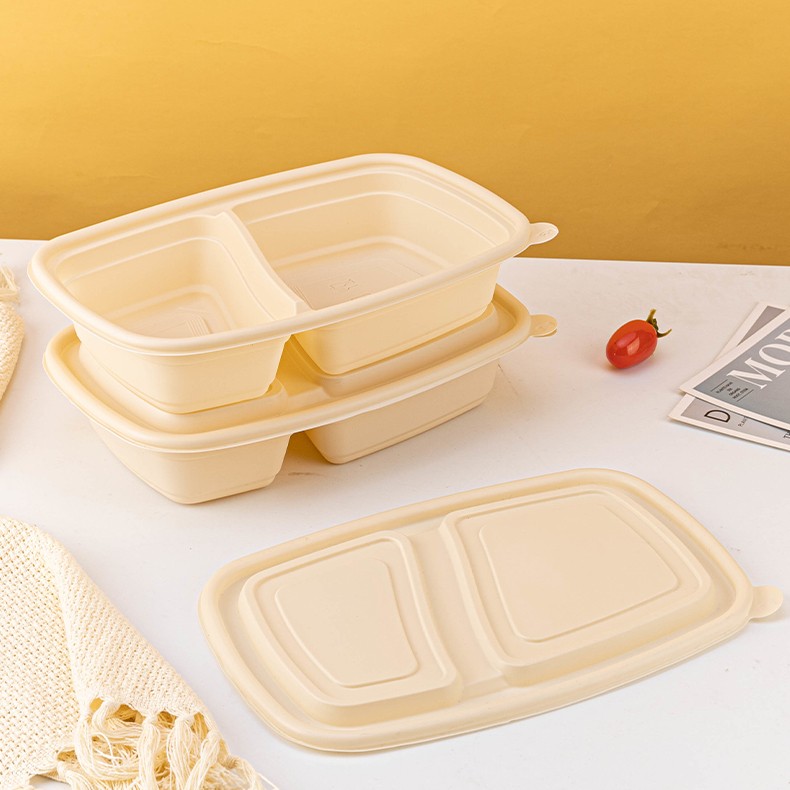Cornstarch Material Two Compartment Rectangle Food Container - 图片 2