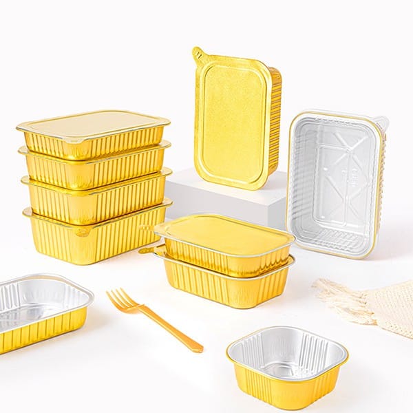 Heavy Duty Rectangular Aluminum Foil Food Containers With Lid