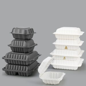 MFPP Material Clamshell Food Containers Standard Sizes Black Color