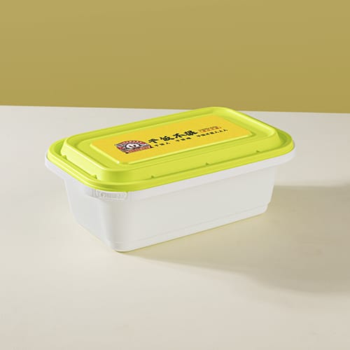 PP Injection Tamper Evident Rectangular Containers IML Logo