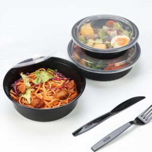 10 16 24 32 40 OZ PP Disposable Plastic Round Food Container With Dome Lid