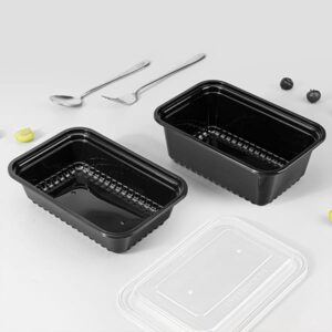 Rectangle Black Plastic Food Container For Take Away