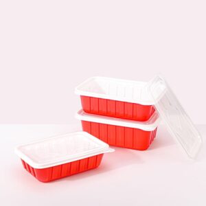 Rectangle Red- White Red-Black Plastic Take Away Food Containers