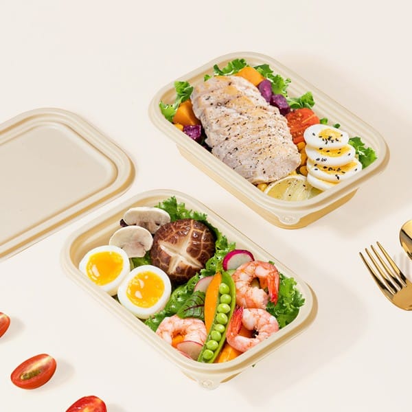Rectangle Cornstarch Take Away Food Container With Lid - 图片 2