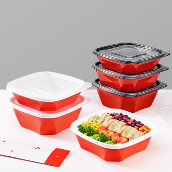Red-white Red-Black Color PP Plastic Disposable Food Container