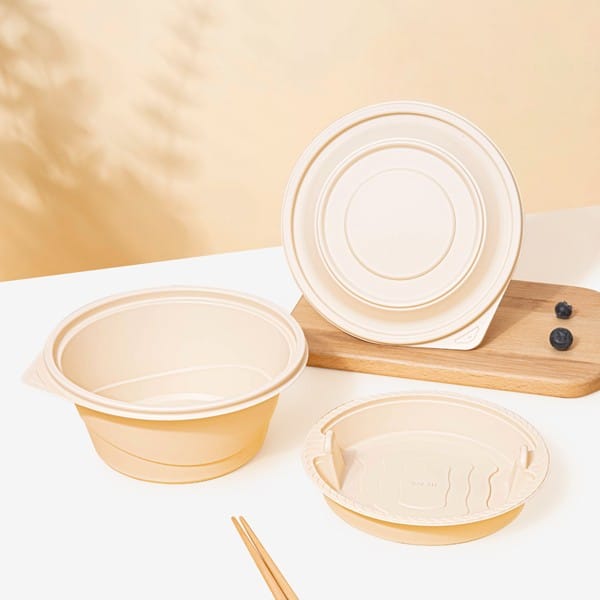 Round Biodegradable Corn Starch Material Take Away Food Container With Lid - 图片 2