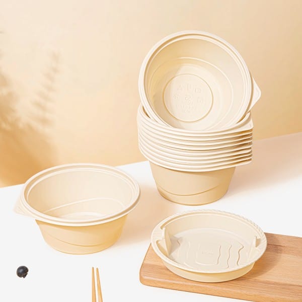Round Biodegradable Corn Starch Material Take Away Food Container With Lid