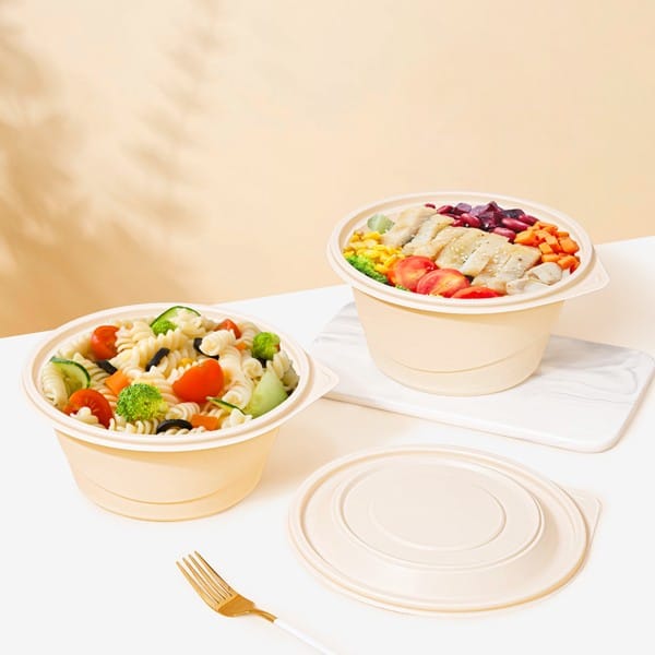 Round Biodegradable Corn Starch Material Take Away Food Container With Lid - 图片 4